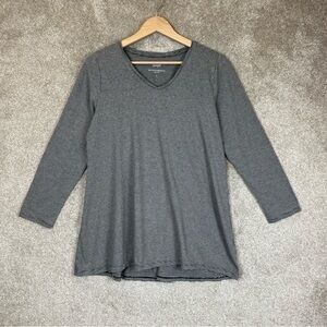 Pure Jill Tunic Womens Medium Gray Stripe Long Sleeve Pullover Stretch- 1356*